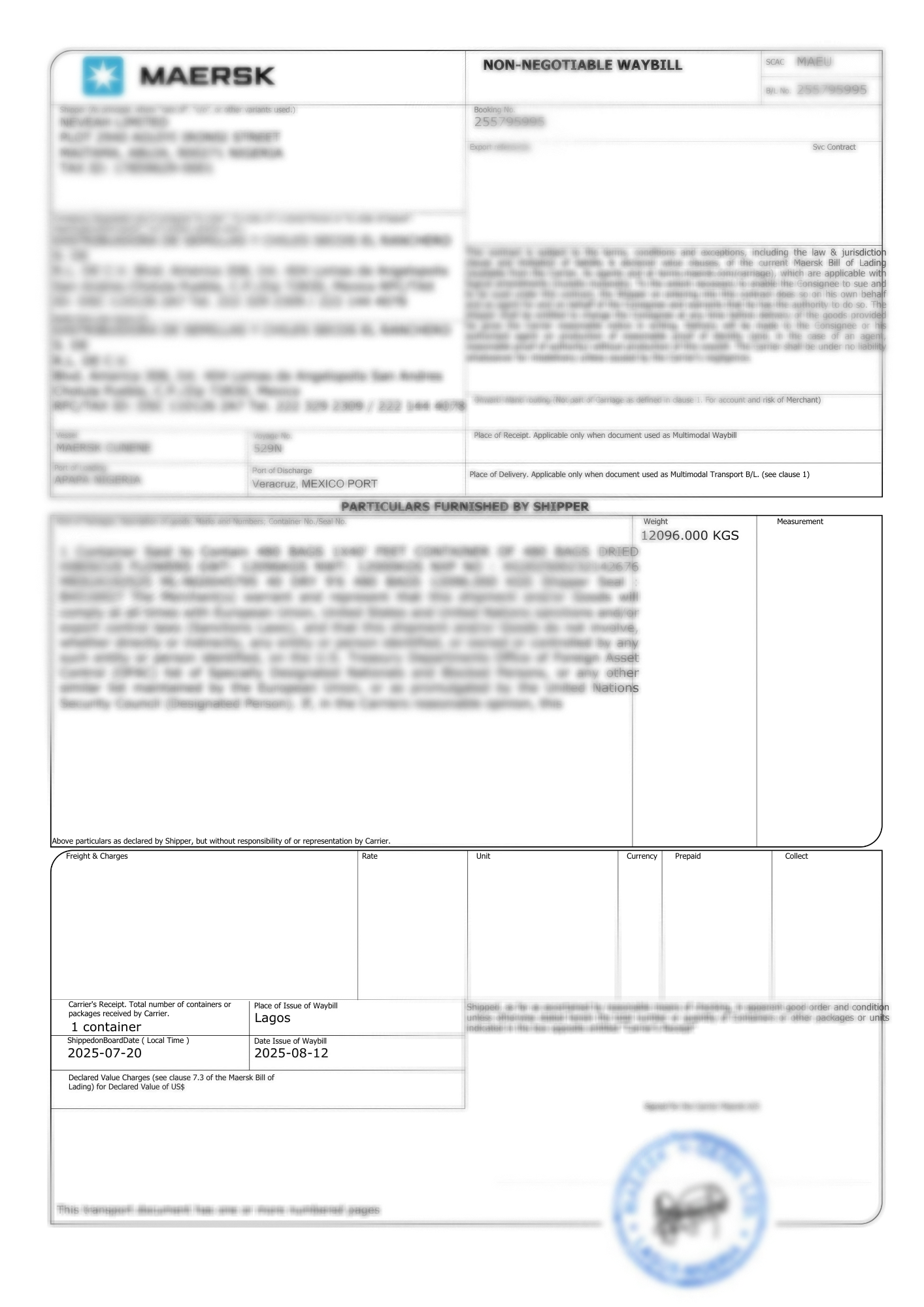 Sample Letter of Credit