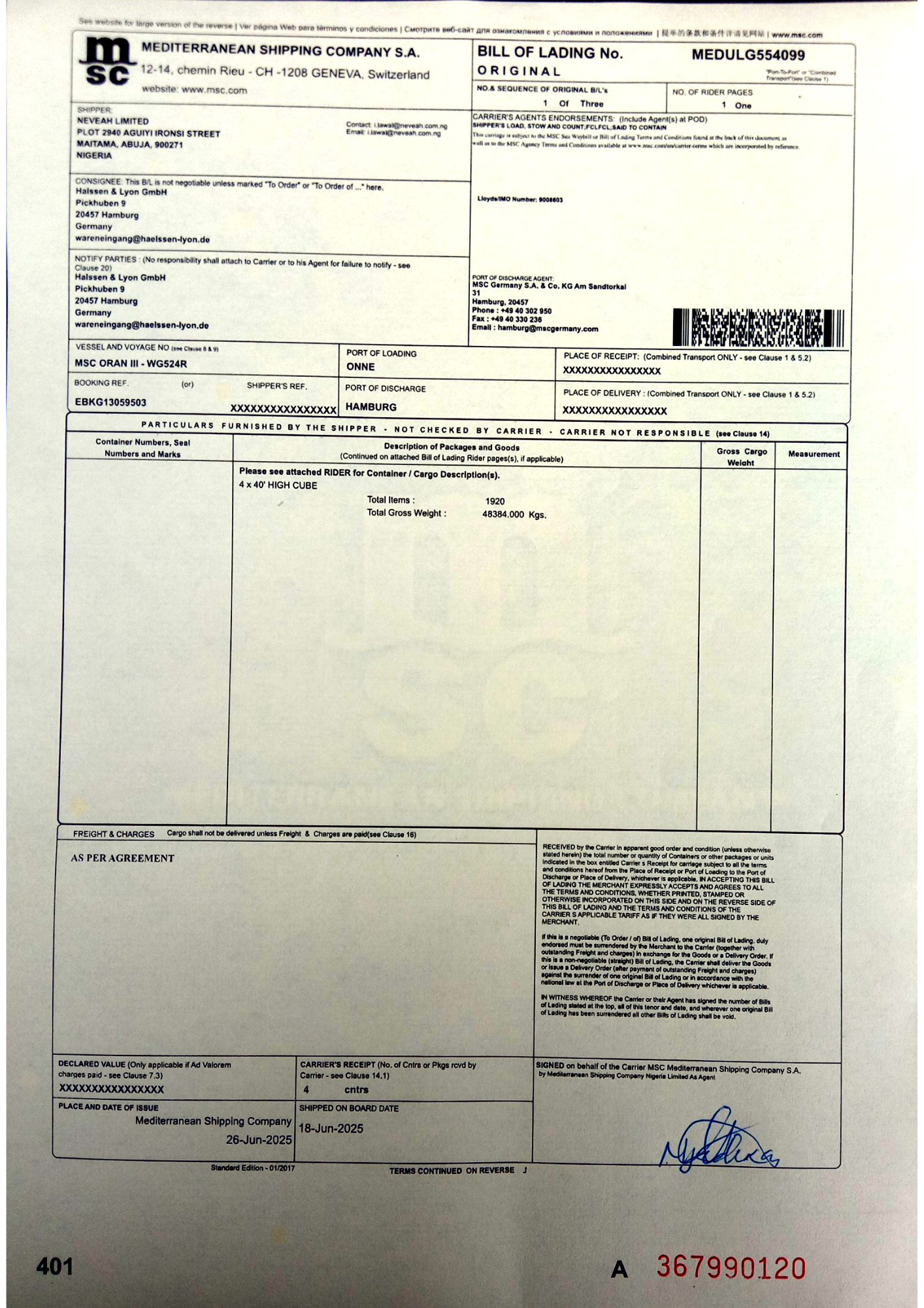 Sample Trade Invoice
