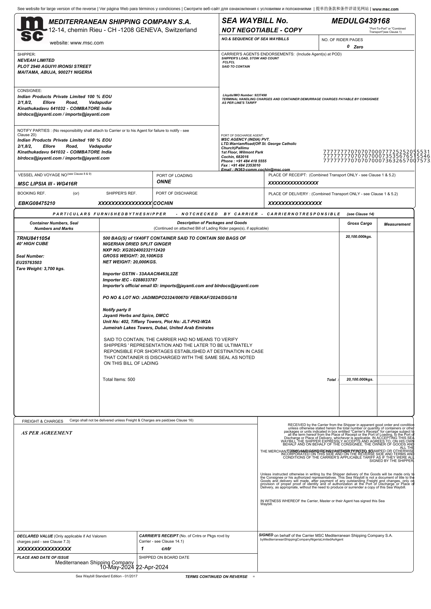 Sample Letter of Credit