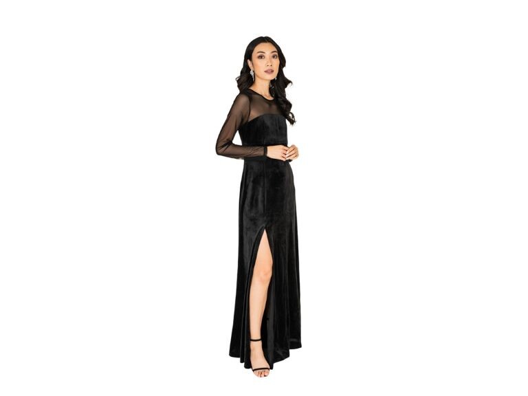 Formal Illusion Neck Velvet Gown