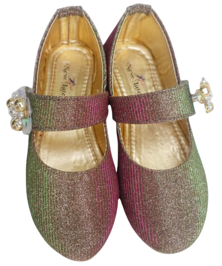 Kids Green Glitter Belly Shoes