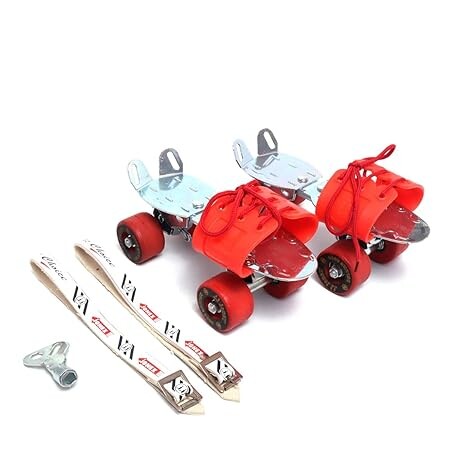 JJ JONEX Deluxe with Brake Adjustable Quad Roller Skates Suitable for Age Group 6 -15 Years (MYC)